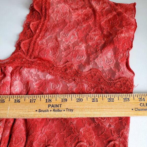 90s Y2K Venezia Lane Bryant Red Lace Babydoll Milkmaid Top 18 Whimsy Feminine - Picture 5 of 8
